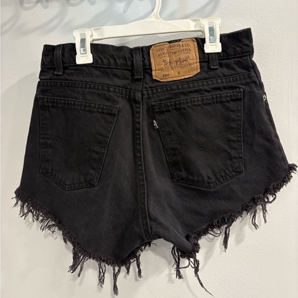 Levi's Black Frayed Hem Jean Shorts